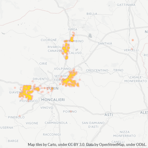 10090 Mappa di concentrazione per la densità di aziende