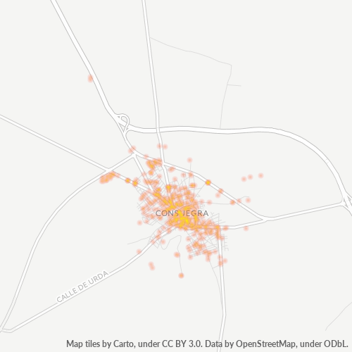 Mapa de calor para código postal 45700