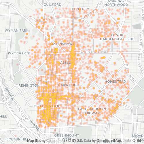 21218 Business Density Heatmap
