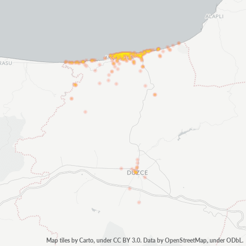 posta kodu 81650 için yoğunluk haritası