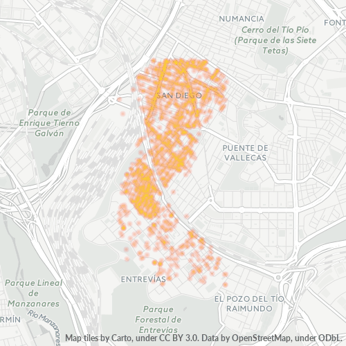 28053 Mapa de calor de densidad empresarial