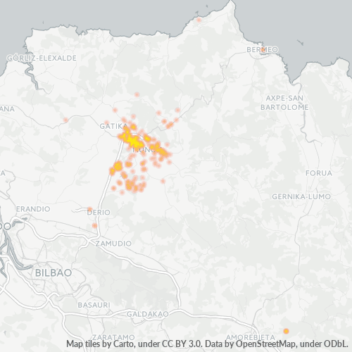 Mapa de calor para código postal 48100