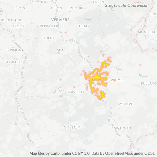 Heatmap voor postcode 4960