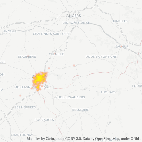 Carte de chaleur pour code postal 49300