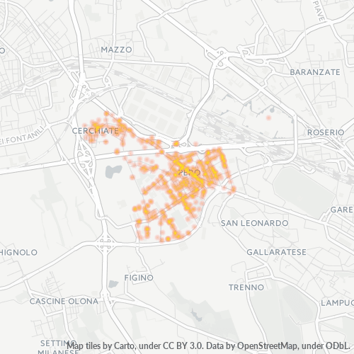 20016 Mappa di concentrazione per la densità di aziende