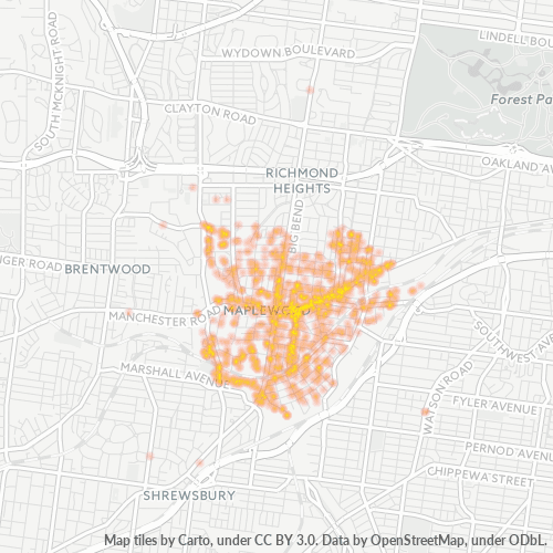 63143 Business Density Heatmap