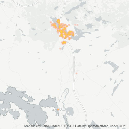33880 Yritystiheys lämpökarttana