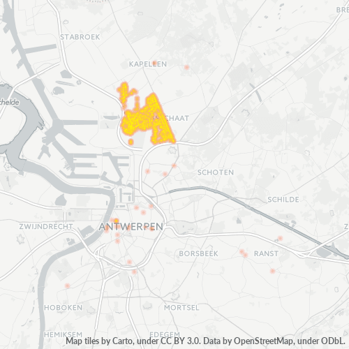 Heatmap voor postcode 2180