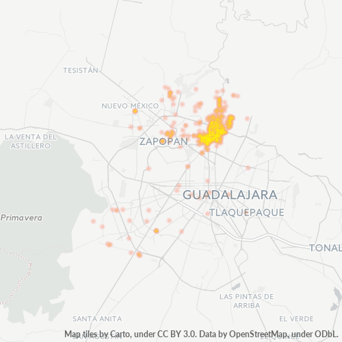45190 Mapa de calor de densidad empresarial