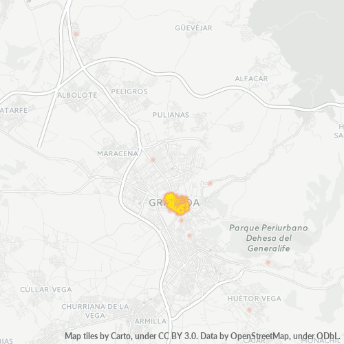 Mapa de calor para código postal 18012