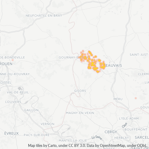 Carte de chaleur pour code postal 60650