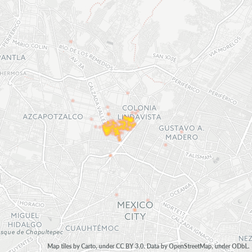 07760 Mapa de calor de densidad empresarial