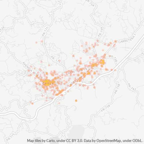 00736 Mapa de calor de densidad empresarial