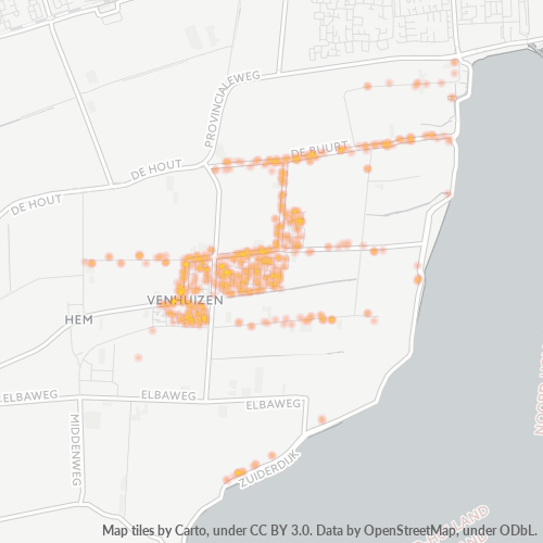 Heatmap voor postcode 1606
