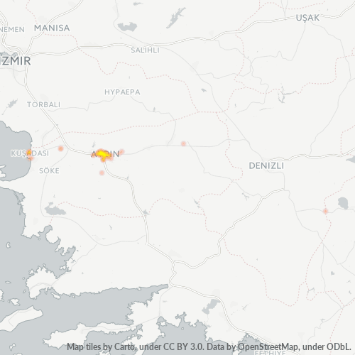posta kodu 09100 için yoğunluk haritası