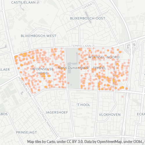 Heatmap voor postcode 5628
