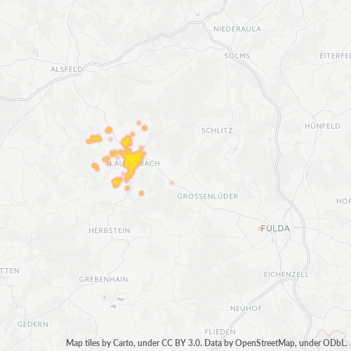 Heatmap für plz 36341