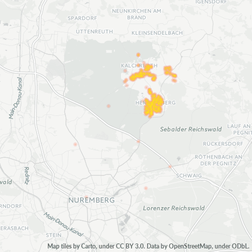 Heatmap für plz 90562