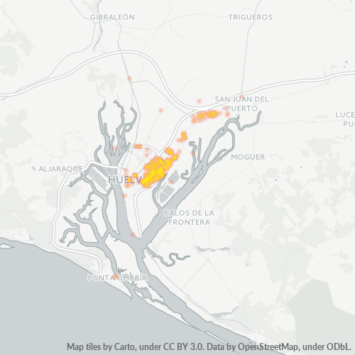 Mapa de calor para código postal 21007
