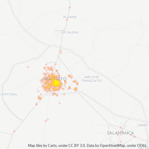 36500 Mapa de calor de densidad empresarial