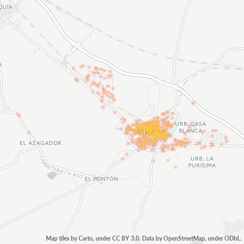 Mapa de calor para código postal 46340