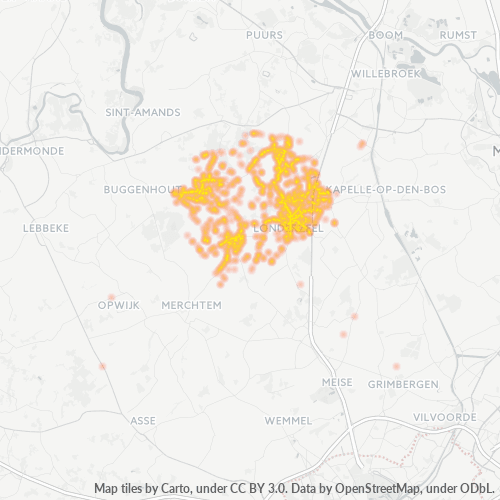 Heatmap voor postcode 1840
