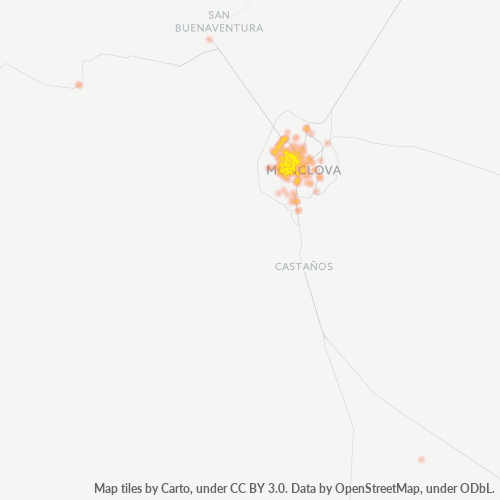 25750 Mapa de calor de densidad empresarial