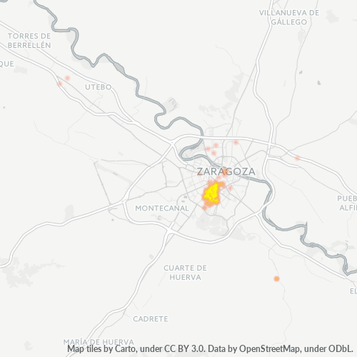 Mapa de calor para código postal 50006