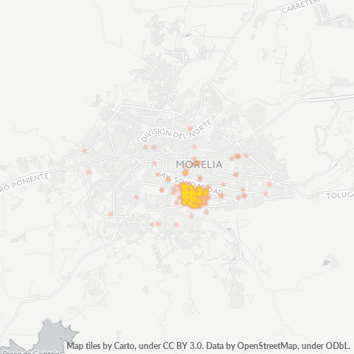 58070 Mapa de calor de densidad empresarial