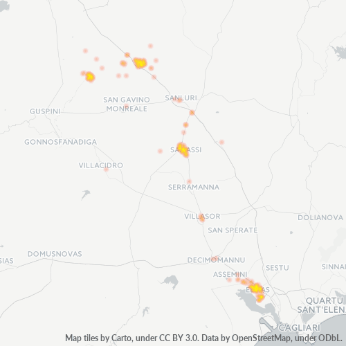 09030 Mappa di concentrazione per la densità di aziende