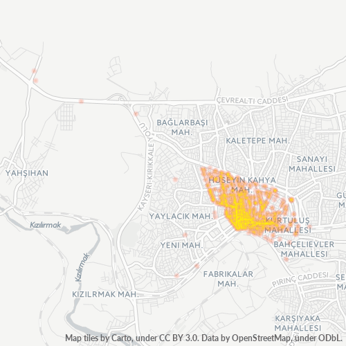 posta kodu 71200 için yoğunluk haritası