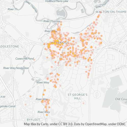 KT13 Business Density Heatmap