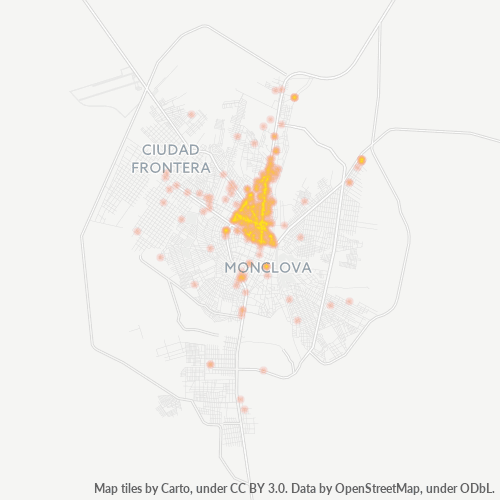 25730 Mapa de calor de densidad empresarial