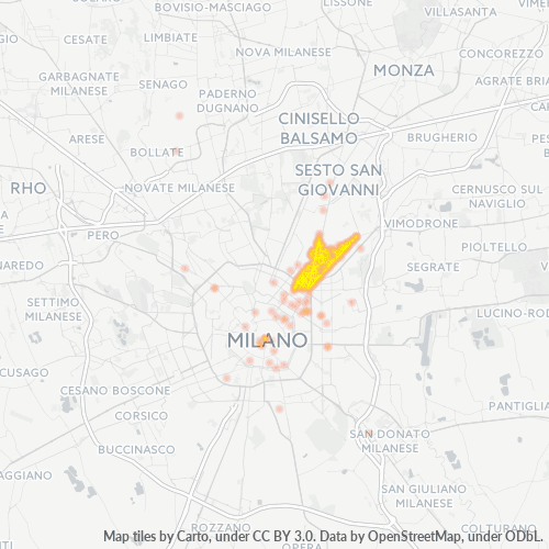 20127 Mappa di concentrazione per la densità di aziende