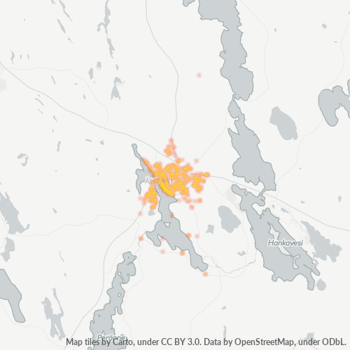 63700 Yritystiheys lämpökarttana