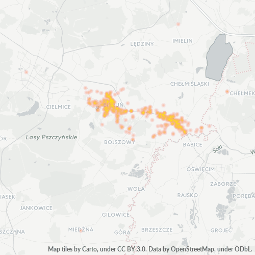 43-150 Mapa intensywności działalności gospodarczej