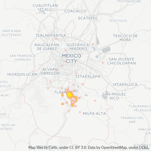 16020 Mapa de calor de densidad empresarial