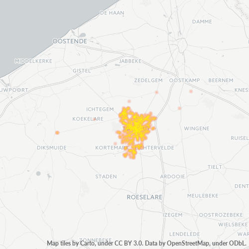 Heatmap voor postcode 8820