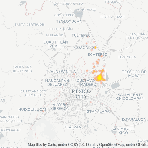 55280 Mapa de calor de densidad empresarial