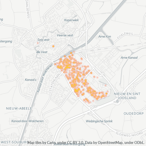Heatmap voor postcode 4337