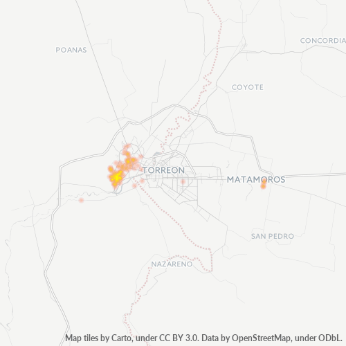 35150 Mapa de calor de densidad empresarial