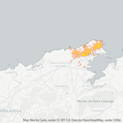 Mapa de calor para código postal 39012