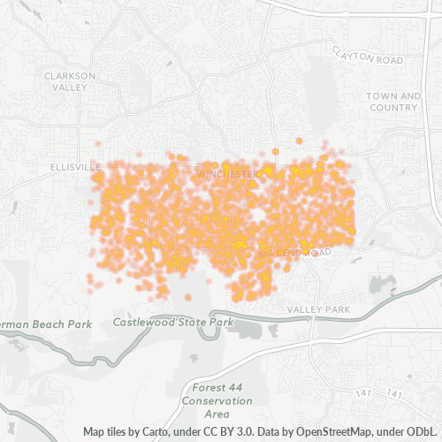 63021 Business Density Heatmap