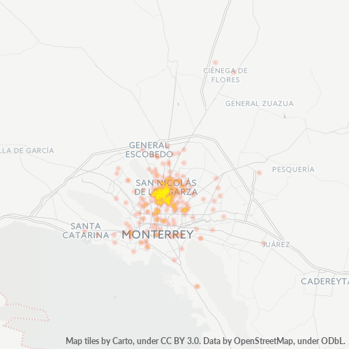 66450 Mapa de calor de densidad empresarial