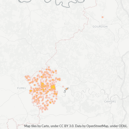 Carte de chaleur pour code postal 46700