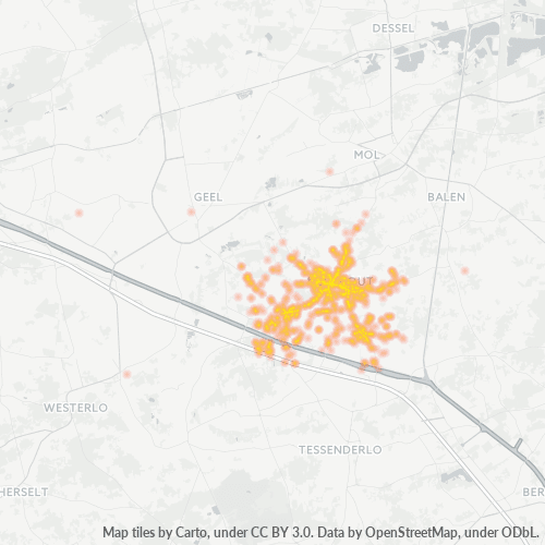 Heatmap voor postcode 2450