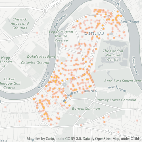 SW13 Business Density Heatmap