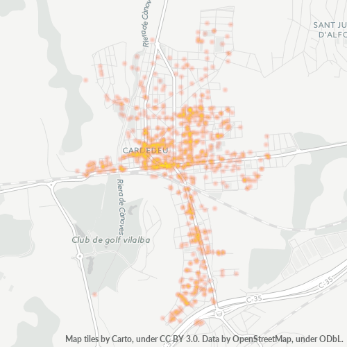 Mapa de calor para código postal 08440