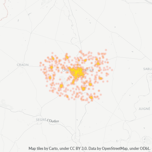 Carte de chaleur pour code postal 53200