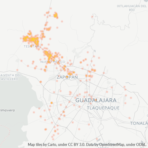 45200 Mapa de calor de densidad empresarial